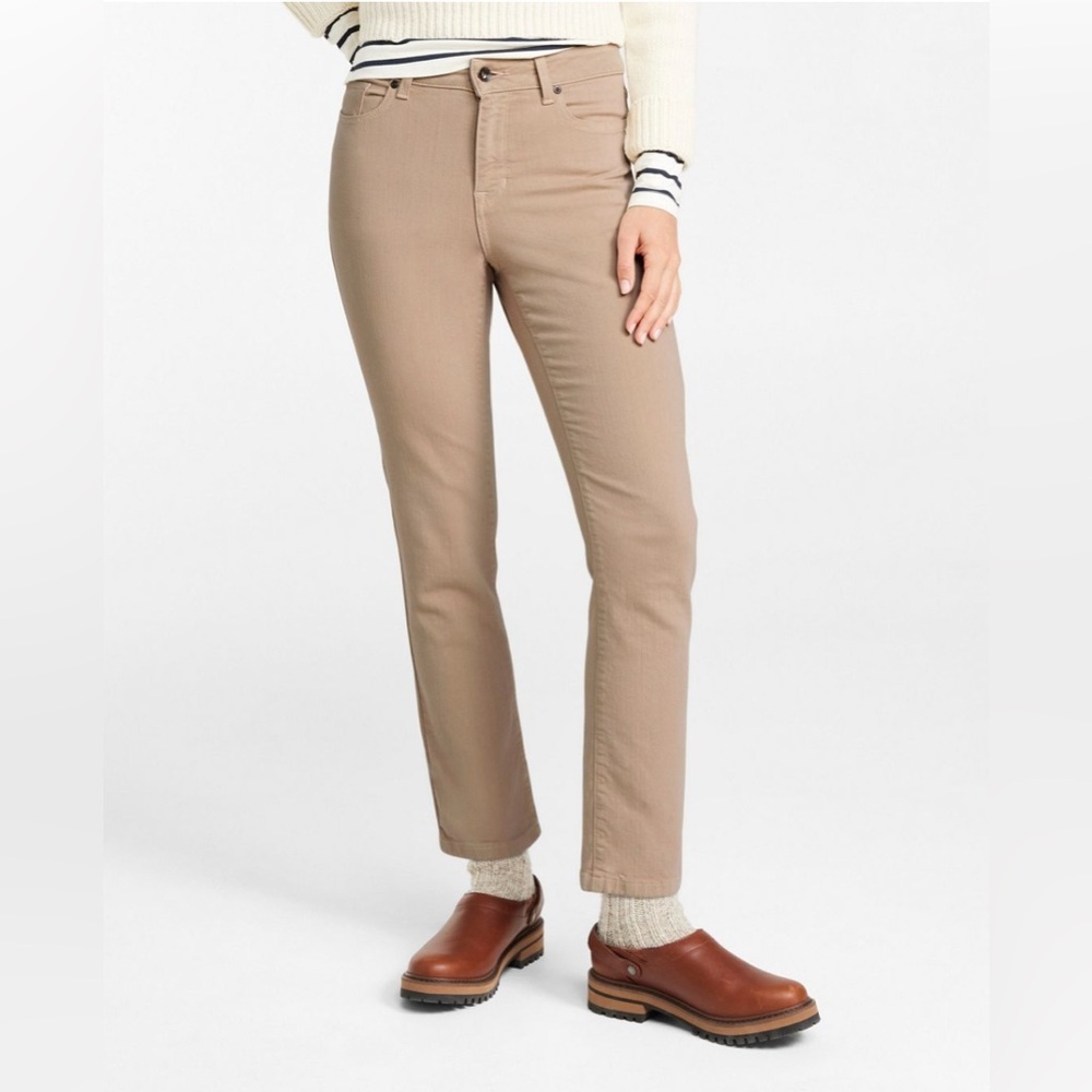 Cotton L.L. Bean Women's Cream JeansWomen's  High-Rise Slim-Leg Ankle